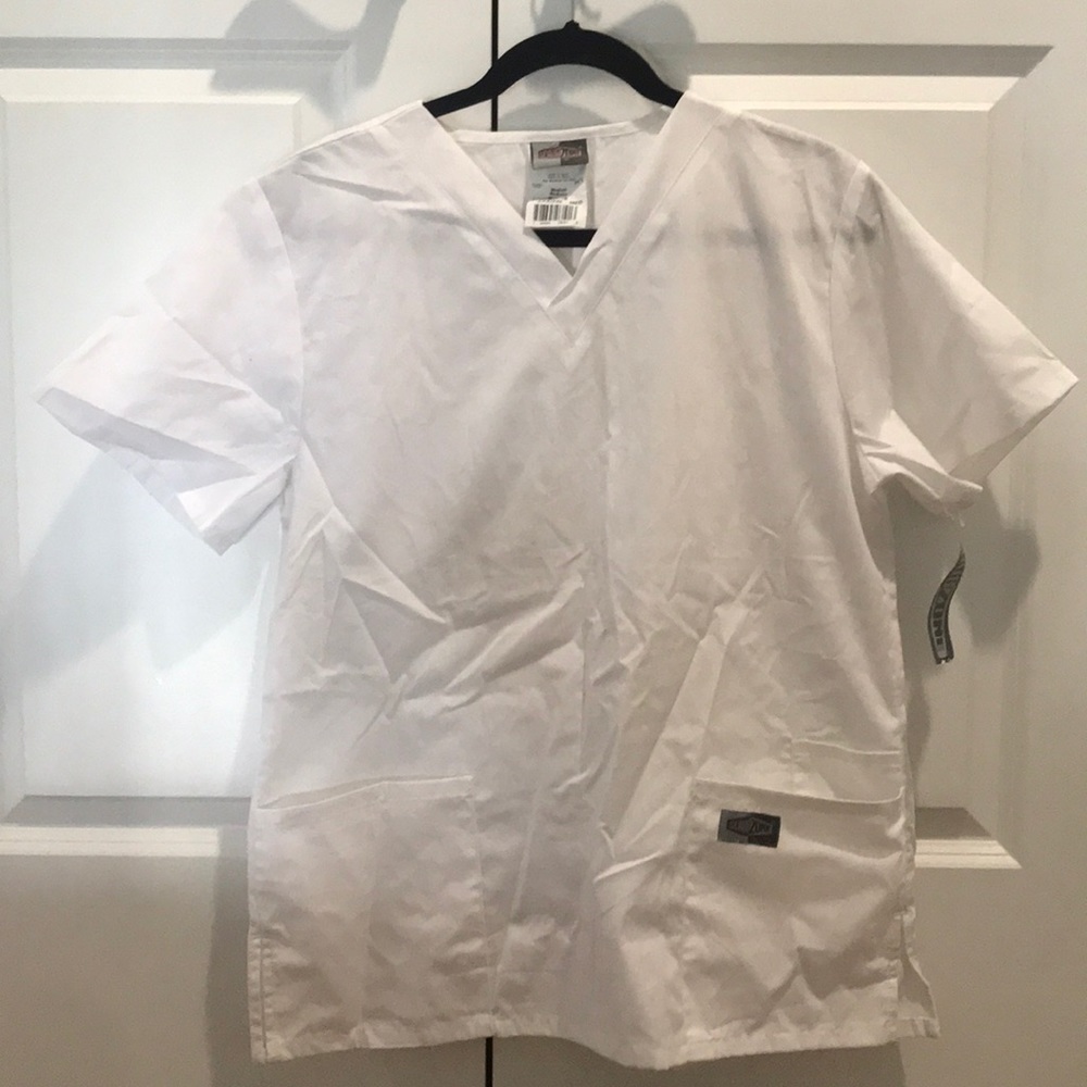 White scrub top